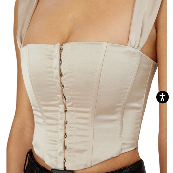 Danielle Guizio Nude Satin Ribbon Corset - Picture 3 of 10